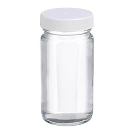Cp Lab Safety. Wheaton 4 oz Clear Wide Mouth Straight Side Glass Bottles 48-400 PTFE Lined Caps Case of 24 W217002